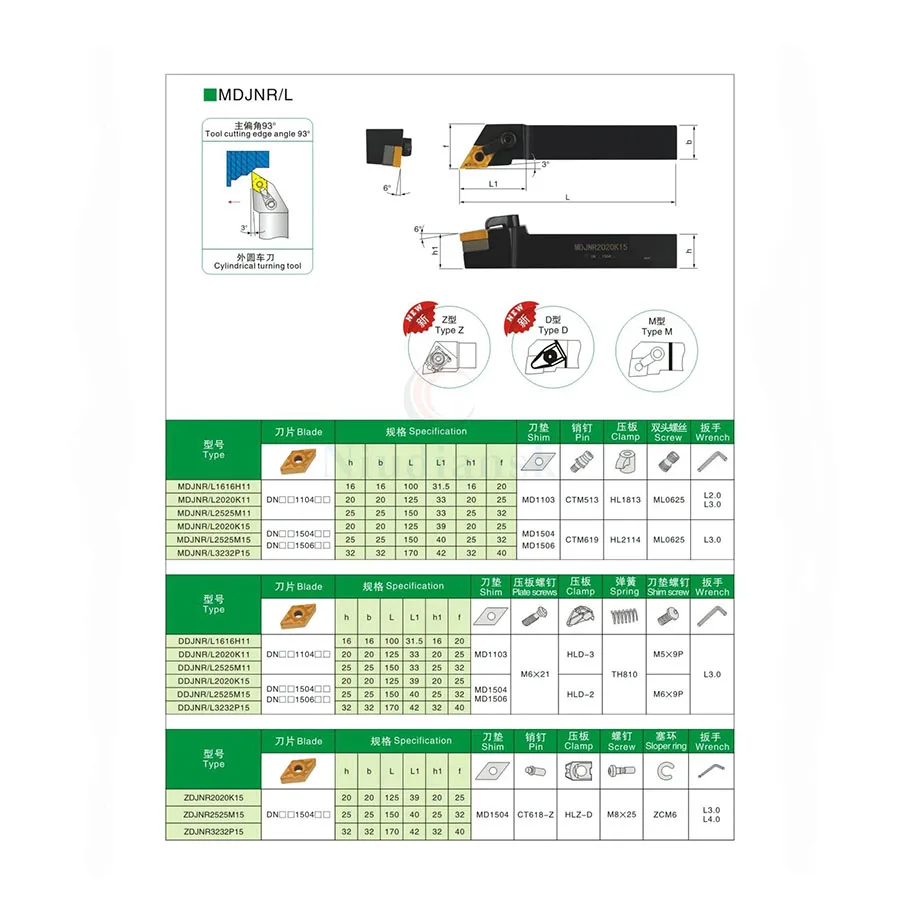 MDJNR/L1616H11 MDJNR/L2020K11 MDJNR/L2525M11 عالية الجودة الخارجية تحول أدوات التصنيع باستخدام الحاسب الآلي مخرطة المعادن قطع أداة أصحاب