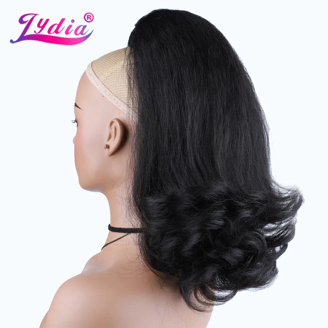 Lydia Wrap Around Synthetic Kinky Straight Combs Ponytail Hair Extensions  Warping Curly Hairpieces Puff Bun Chignon Drawstring