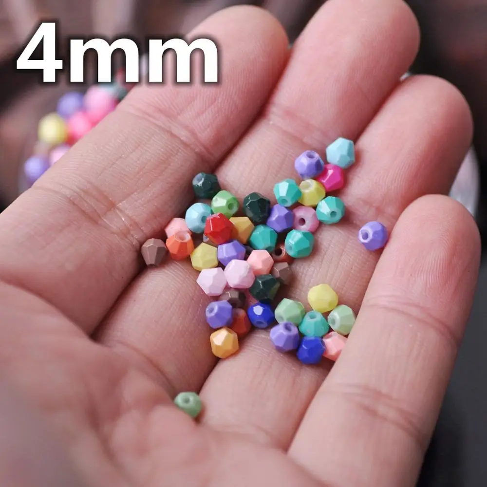 Cuentas espaciadoras sueltas de vidrio Opqaue facetado bicono de Color sólido, 4mm, 6mm, lote al por mayor, accesorios para fabricación de joyas DIY