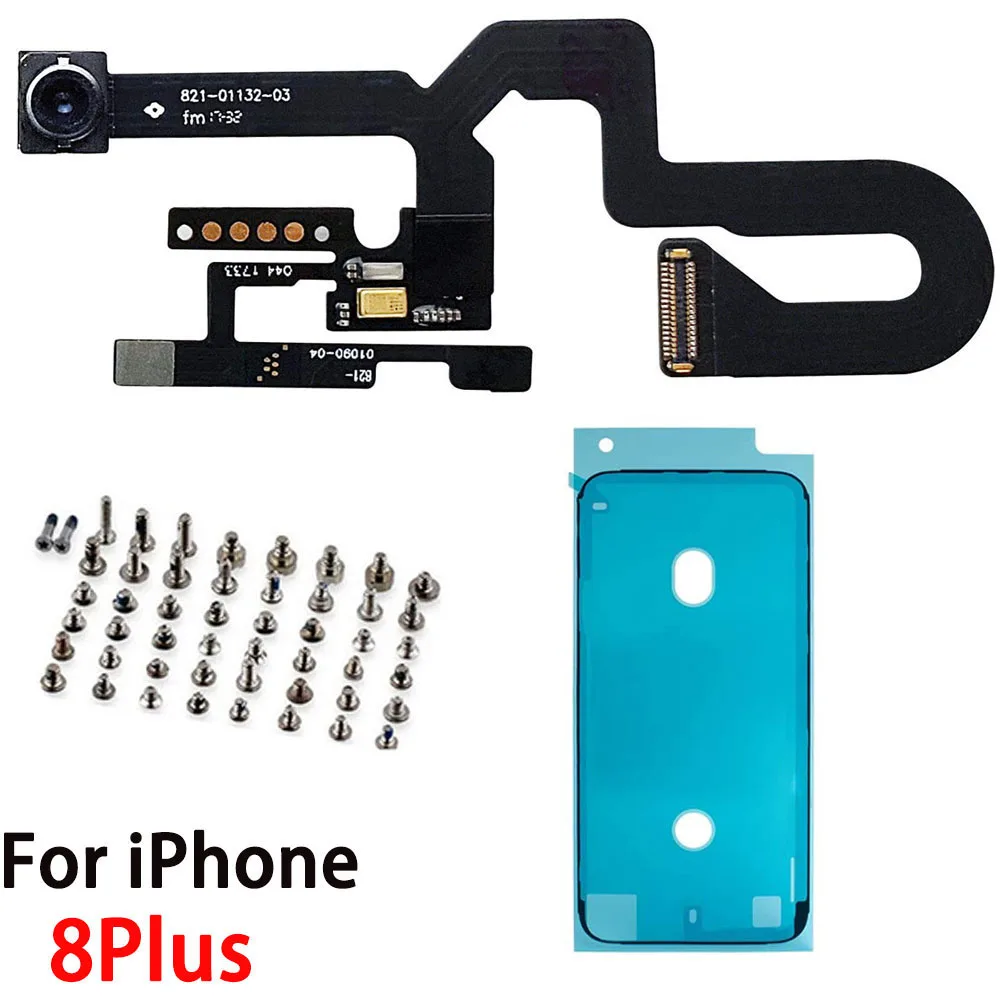 Front Camera Flex Cable With Mic Light Sensor For iPhone 7 7P 8 Plus Replacement Full Set Screw Set + Waterproof Tape