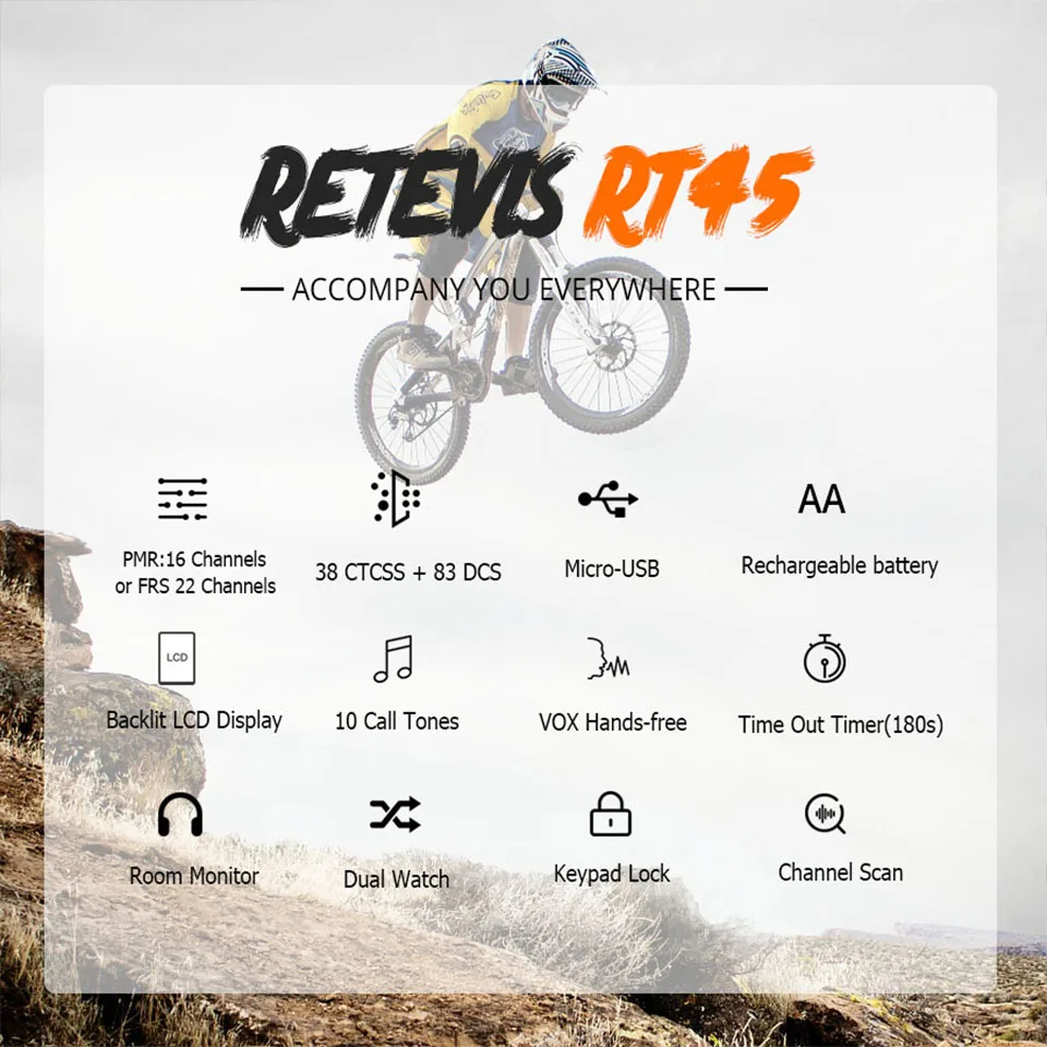 Retevis RT45P IP67 Wasserdichtes Walkie-Talkie 2 Stück Wiederaufladbares Zwei-Wege-Funkgerät PMR446 Lizenzfreies Typ-C für Camping und Wandern – Detail 16