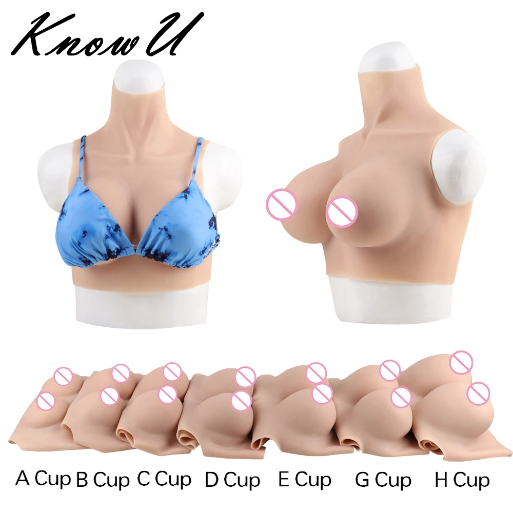 

KnowU Upgraded Breast Forms Fake Boobs A-H Cup Silicone Filler Light And Thin For Cosplay Transgender Drag Queen