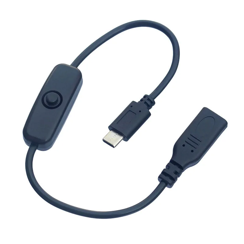 USB2.0 type-c Male to Female Cable With Power Control Switch Toggle for USB Lamp USB Fan LED Light Strip  3A Current