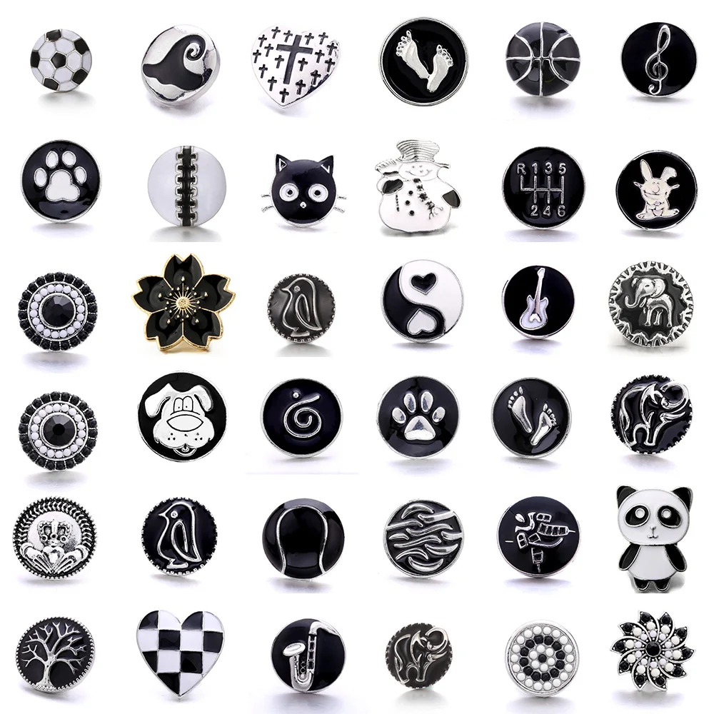 5pcs/lot New White Snap Jewelry 18mm Snap Buttons Animal Owl Butterfly Elephant Ginger Button Charm Women Fit Snap Bracelet