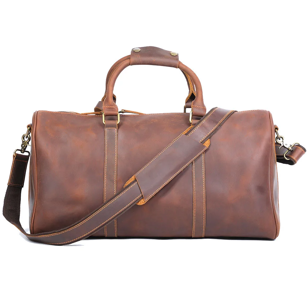 Bolso de viaje de cuero Real para hombre