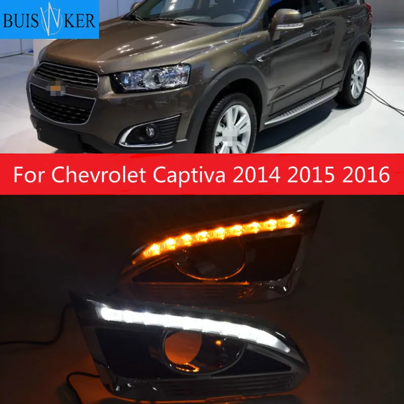 

Turn Yellow Signal Function Car DRL Lamp 12V LED Daytime Running Light Daylight For Chevrolet Captiva 2014 2015 2016