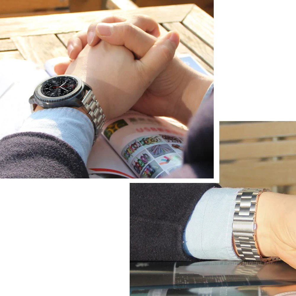 Silver 20mm Metal Watch Bracelet Band for Galaxy Watch 7/6/ 4 5/ Active 2 Wristband Stainless Steel Replacement Strap for Men