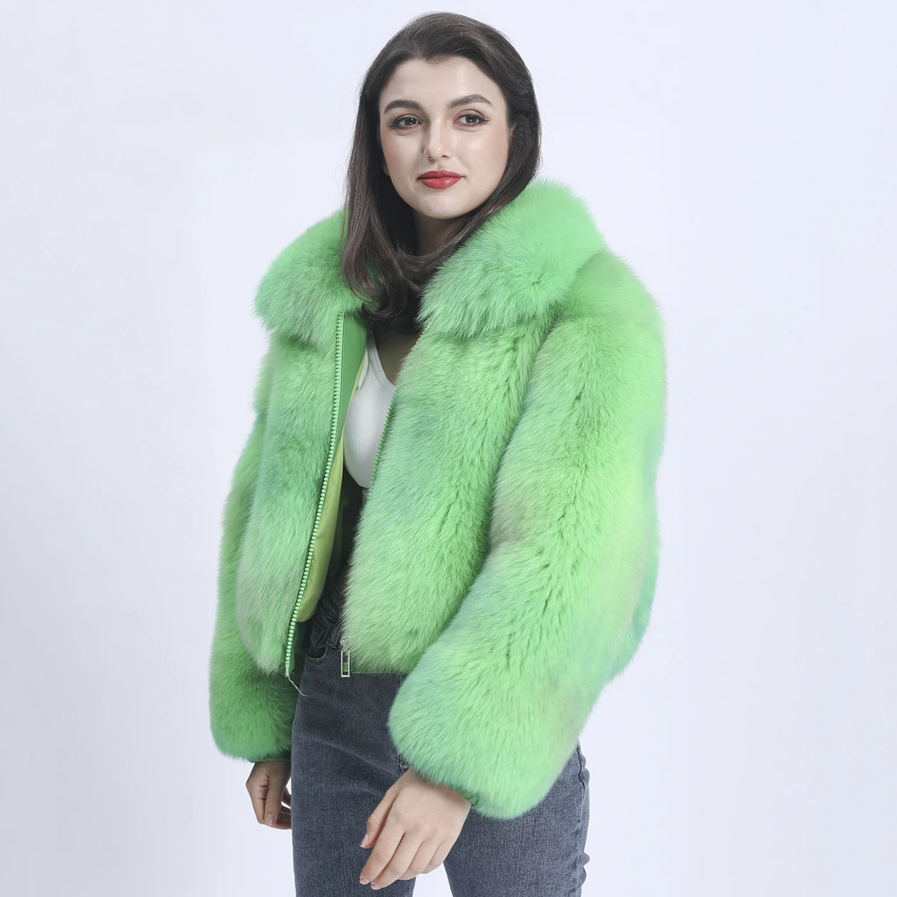 MISSJANEFUR 2021 Real Fur Coat Women Custom Size Fashion Luxury Mix Color Thick Warm Natural Fox Fur Jacket Winter Coat Women