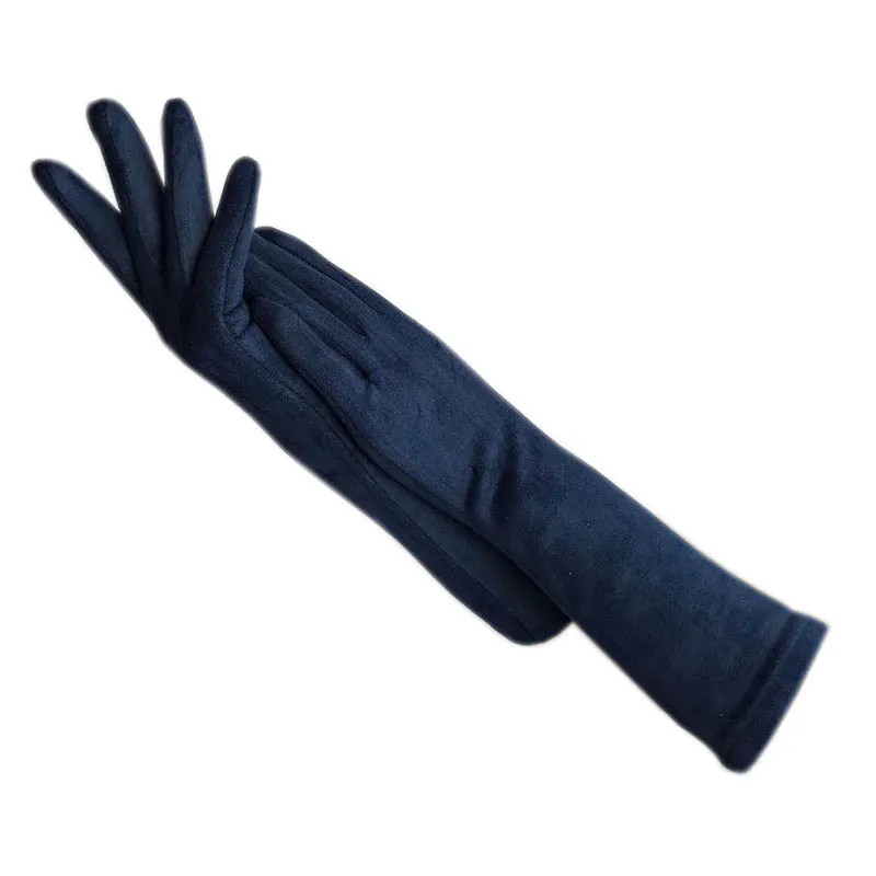 Gloves winter ladies gloves suede length 35CM arm sleeve suede fashion suede thick black gray beige dark blue brown light gray