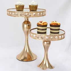 1pcs Gold/silver Color  mirror cake Tray  Cupcake Pan cake display table decorationr Crystal cake stand