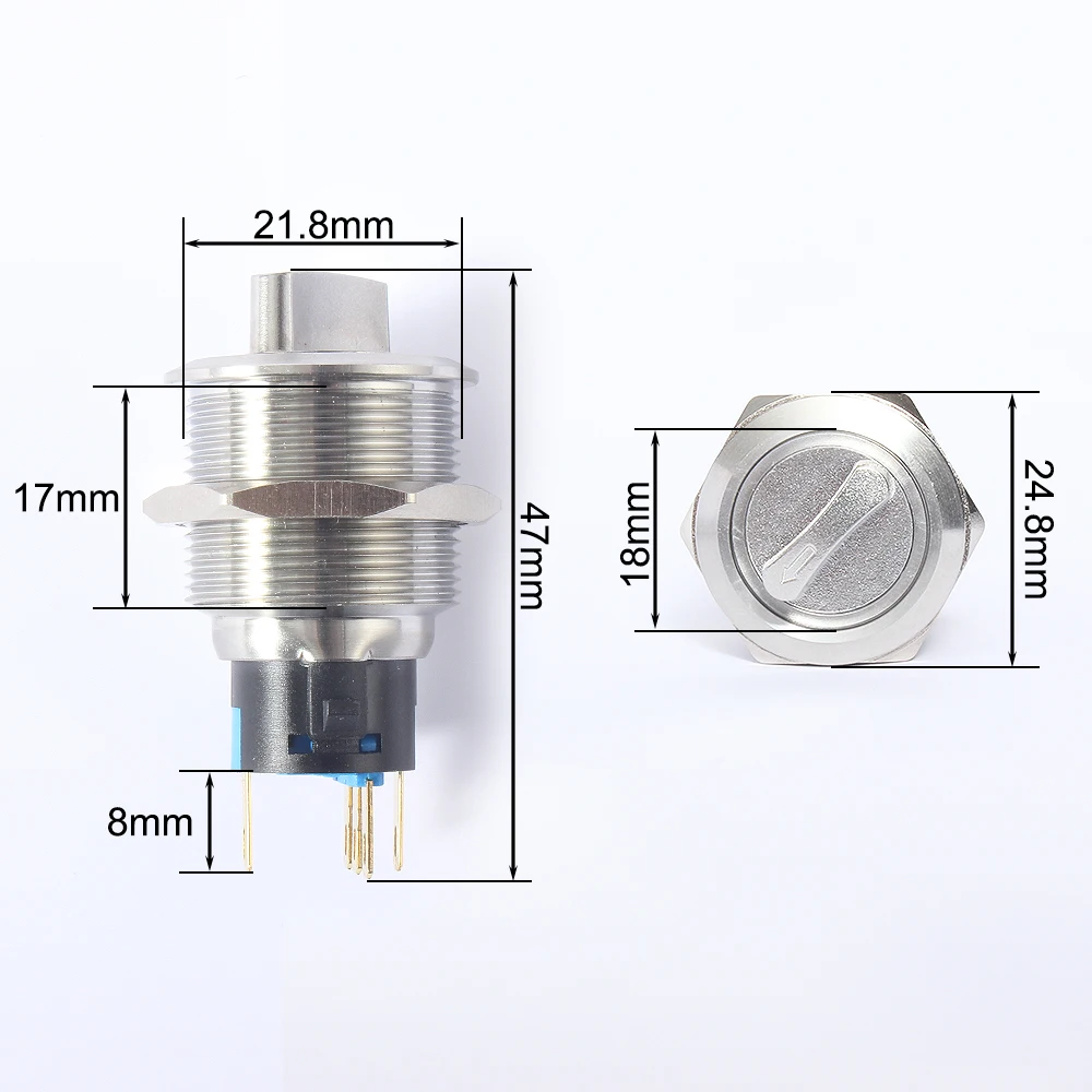 19mm 22mm Metal Rotary Button Brass Latching 2Position 3Position Switches Button Rotary 2NO2NC NONC ON OFF Button