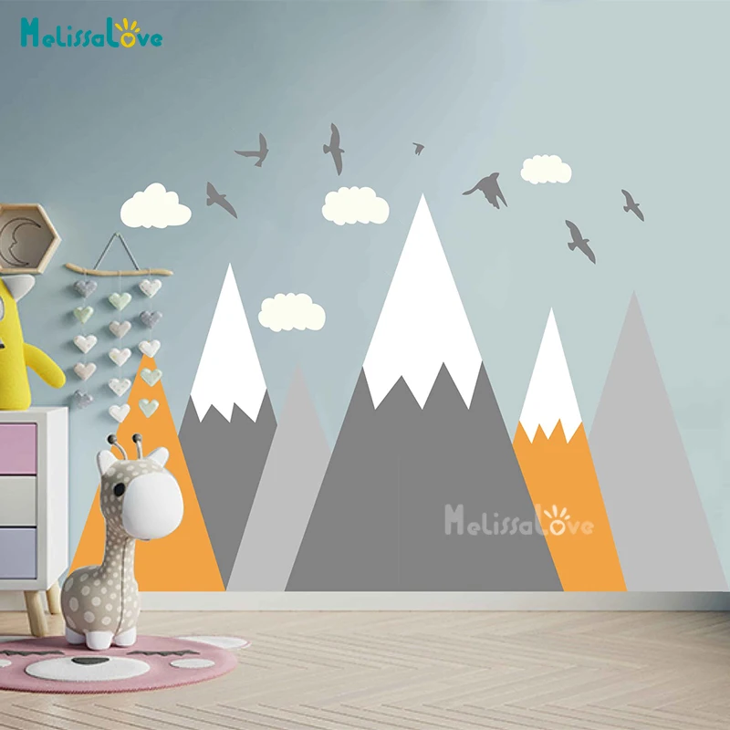 Cartoon Mountains Decal Woodland Wall Sticker Home Decor For Kids Baby Room Princess Room Nursery Decoration BA976