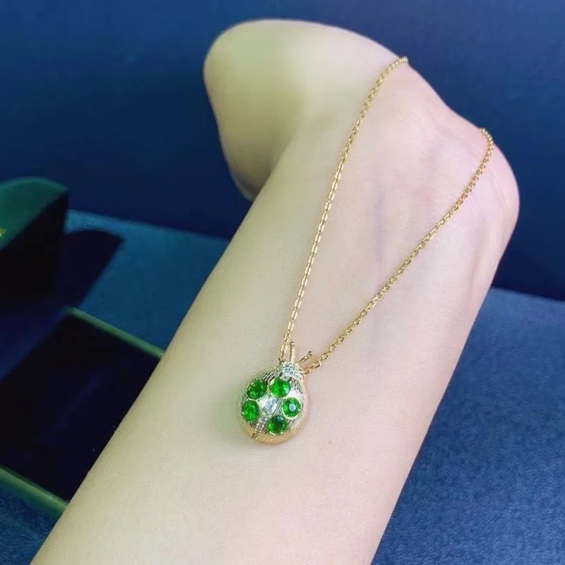 

Jewelry Moon Pendant for Young Girl 3mm Natural Diopside Pendant Fashion 925 Silver Gemstone Pendant