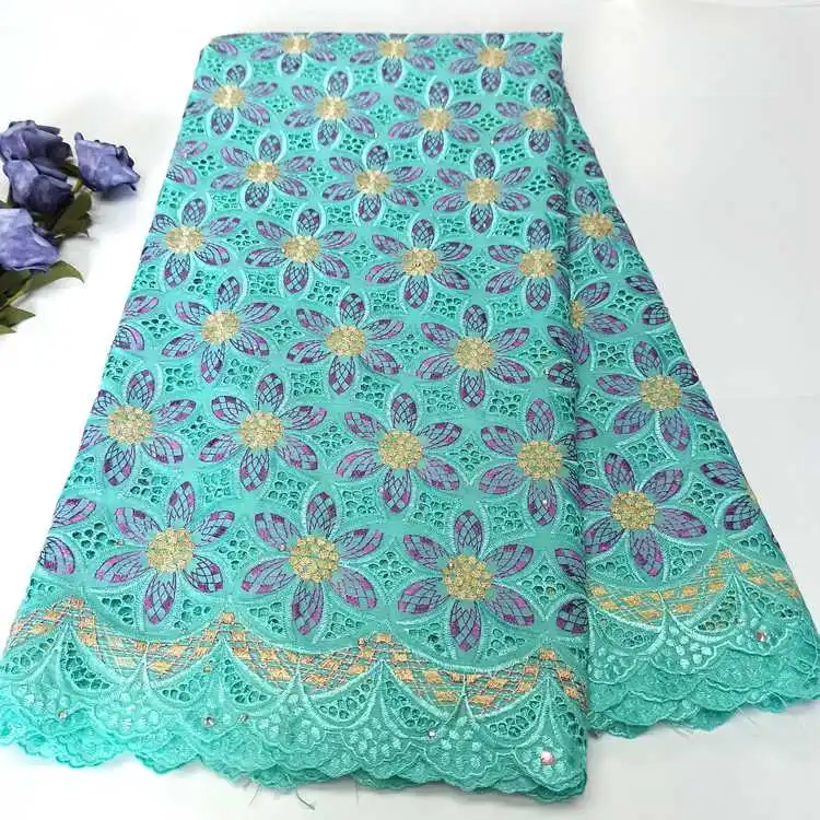 High Quality Swiss Voile Lace 5Yards African Cotton Lace Fabric With Hole Dubai Style For Nigerian Garment Sewing OK7001