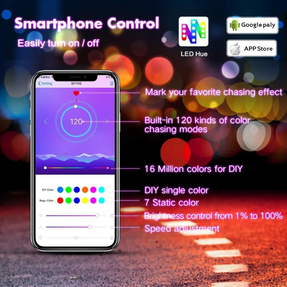 Imagem -06 - Controlador de Pixel Bluetooth para Ws2811 Ws2812b Sk6812 Rgb Rgbw Apa102 Tira Led Controle App Telefone Controle Rgb Pixel Light Sp110e