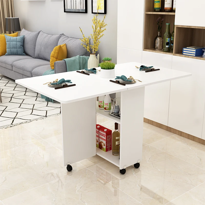 Folding Dining Table Modern Simplicity Multifunctional Movable Storage Kitchen Table Home Furniture Living Room Extendable Table