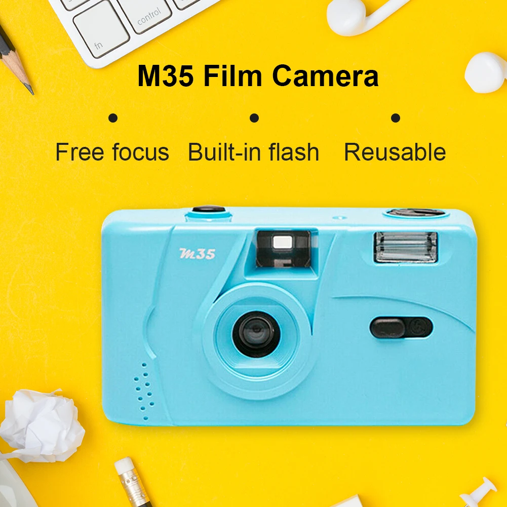 For Kodak Film Camera Vintage M35 Non-Disposable Retro Film Machine Manual Reusable Film Camera with Flash Function
