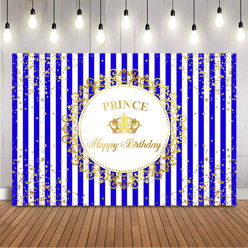 작은 공주 배경 생일 축하 사진 배경을 사용자 정의 골드 반짝이 뿌리 점 골드 크라운 보이 프린스 장식