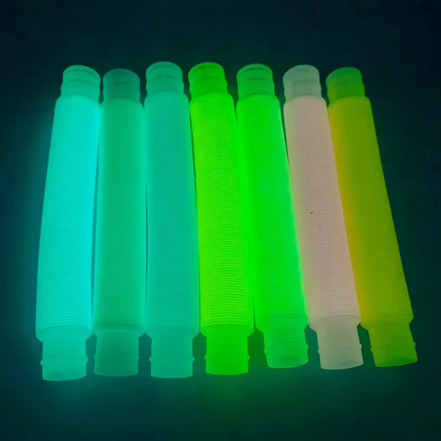 

3/5PCS Luminous Fluorescent Color Mini Pop Tubes For Kids Adult Creative Bellows Squeeze Folding Fidget Stress Relief Toy 1.9cm