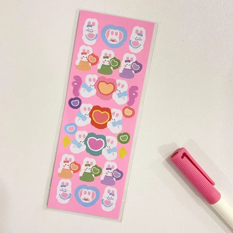 Cute Cartoon Rabbit Bear Colorful Sticker Decoration DIY Scrapbooking Collage Material Album Diary Kawaii Stationery Sticker