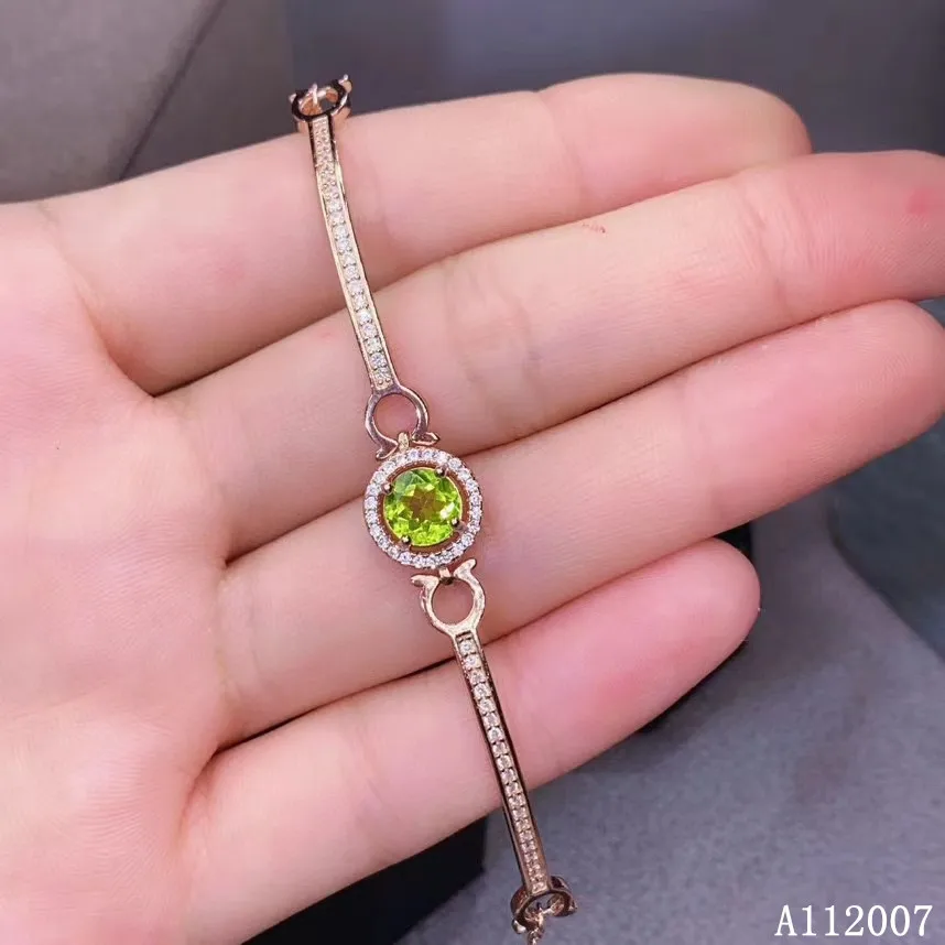 KJJEAXCMY fine jewelry 925 sterling silver inlaid natural Peridot hand bracelet new female classic bracelet support testing