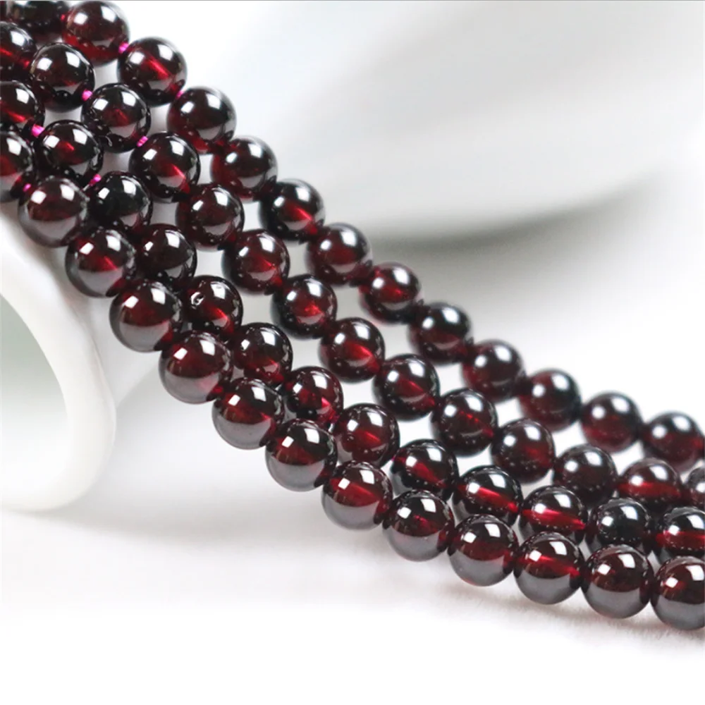 Grade AA Natural Garnet Beads 3mm-10mm Cherry Red Color NOT Dyed Smooth Polished Round 15.4 Inch Strand SL06