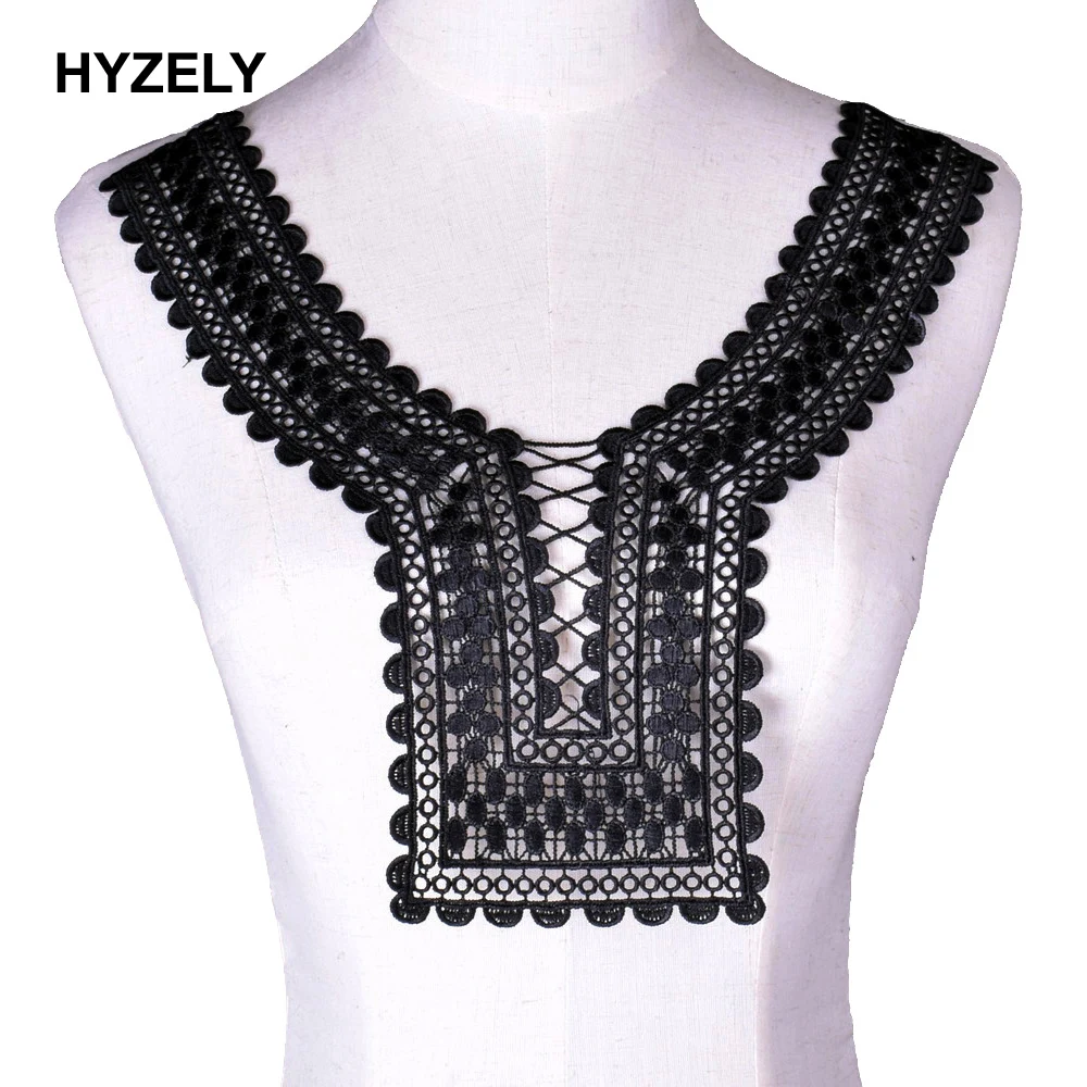 Black Embroidery Lace Fabric Neckline Collar  Trim Lace Decor Fabric Evening Dress Appliques DIY Sewing