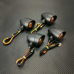 Vintage Motorcycle Turn Signal Light for Harley Chopper Tracker Cafe Racer Motorbike Amber Indicator Lights Metal Turn Lights