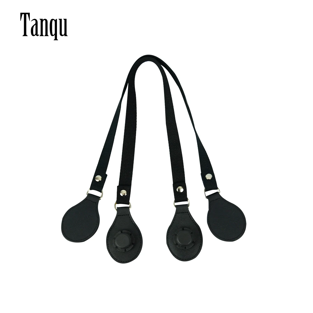 

2021 TANQU New 68cm Thicken Polyester Cotton Flat Handles With Faux Leather PU Drop End with Silver Rivet for OBag for EVA O Bag