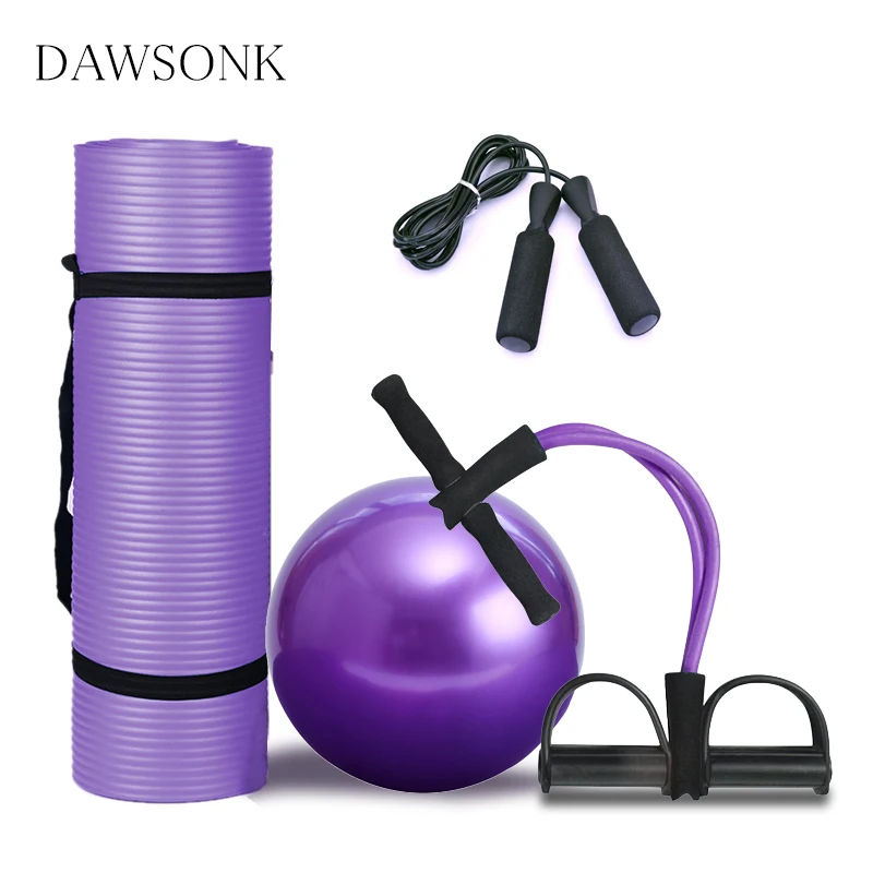 

Yoga Mat Four-piece Beginner Anti-skid Pilates Ball (25cm) Drawstring Jump Rope Set Fitness Dance Home 183*61*0.1cm Excercise