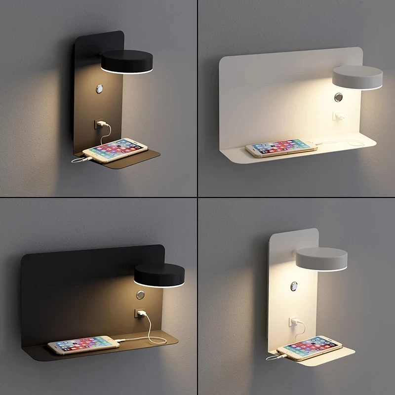 

Modern Led Wall Lights With Switch And Usb Interface Fashion Simple Lamp Fixture Art Luminaire Corridor Aisle Bedside Lighting