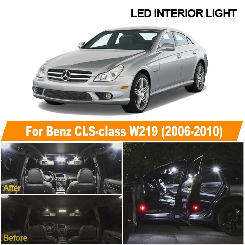 23pcs Canbus Car LED Interior Map Dome Light Kit For 2006-2010 Mercedes-Benz CLS class W219 CLS500 CLS550 CLS55 AMG CLS63