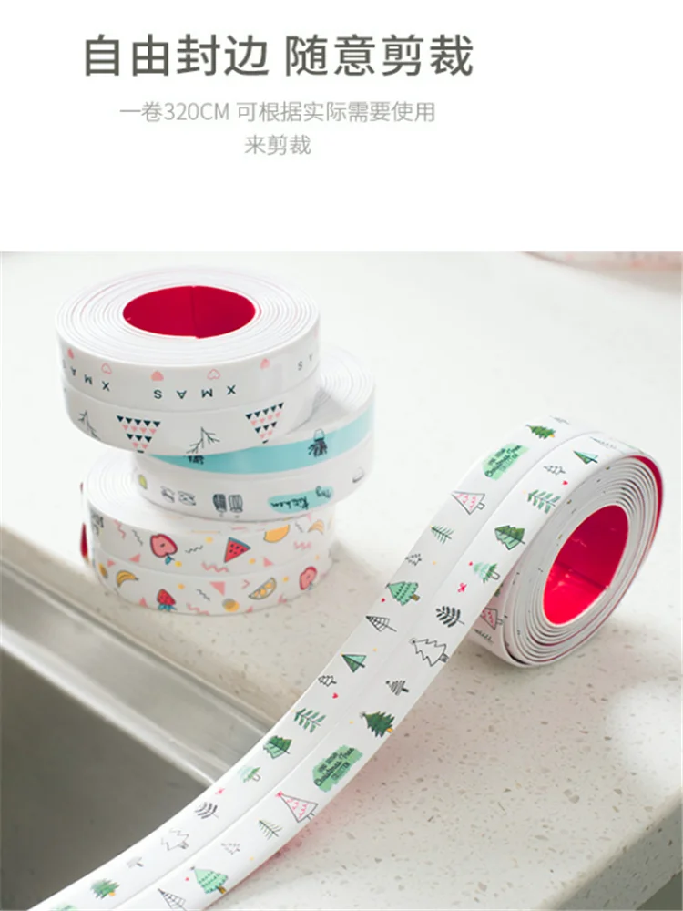 Self Adhesive Kitchen Ceramic Sticker Waterproof Anti-moisture PVC Sticker Bathroom Wall Corner Line Sink Stickers