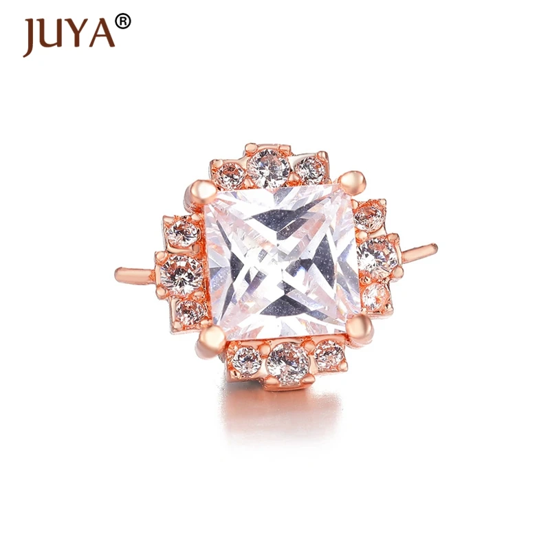 Juya 트렌디 시리즈 커넥터, 반짝이는 지르콘 크리스탈 주얼리 부속품, DIY 주얼리 부품