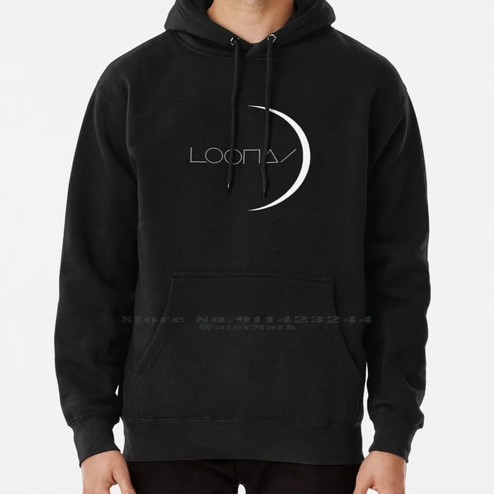 Loona-White Moon Logo Hoodie Sweater 6xl Cotton Stan Loona Kimchi White Logo Girl Group Kpop Moon Heejin Hyunjin Haseul