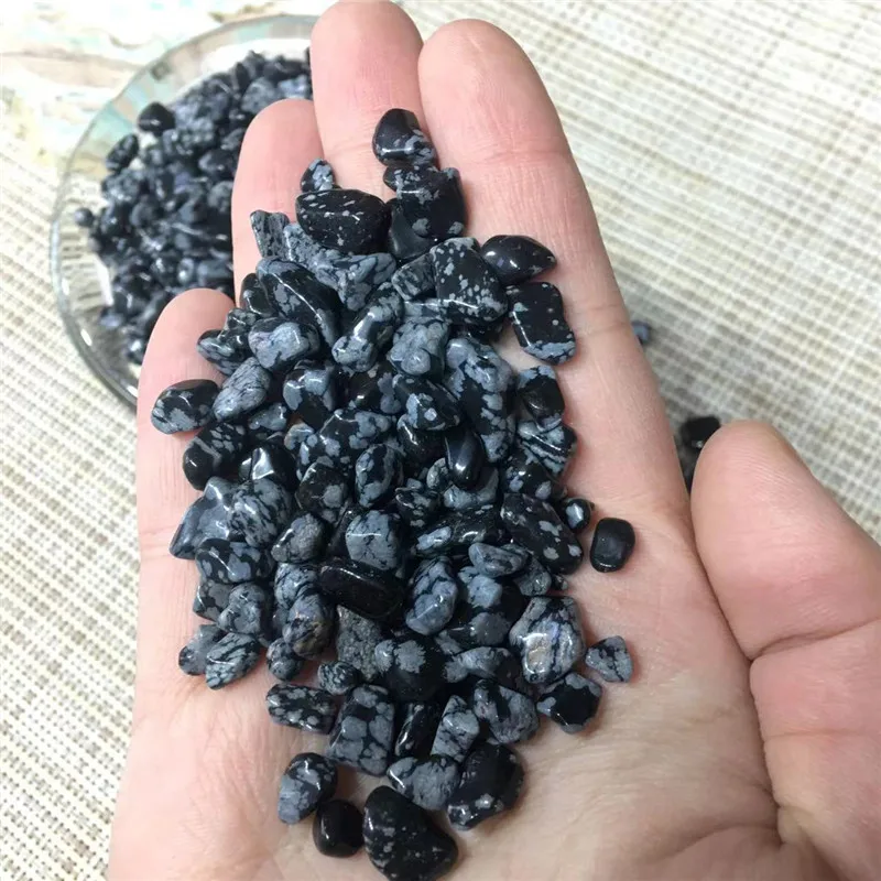 5-8mm Loose Gravels Natural Stone Snowflake Obsidian Crystals Chips For Home Decoration