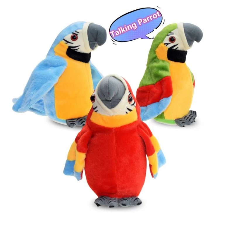 Cute Electric Talking Parrot Plush Toy Speaking Record Repeats Waving Wings Electroni Bird Stuffed Plush Toy As Gift For Kids Bi