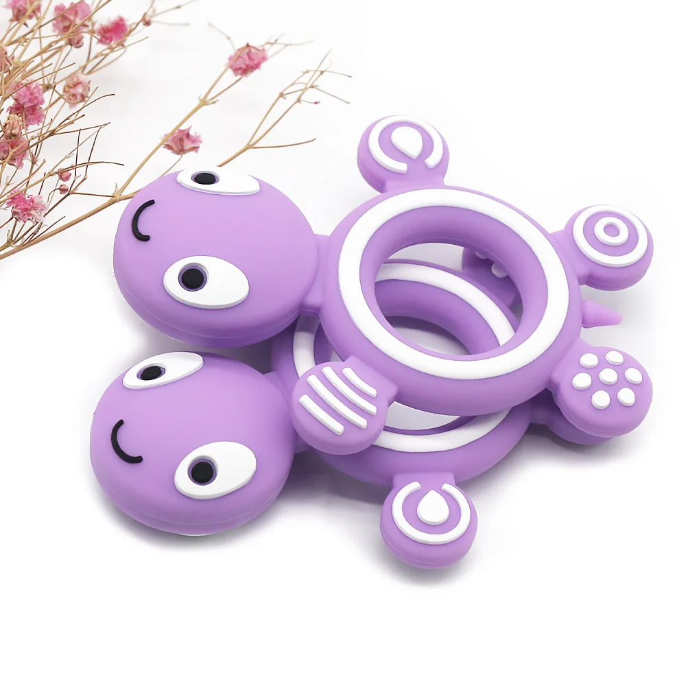 Cute-idea 1PC Turtle Silicone Teethers Food Grade Cartoon Animals Tortoise Teether Tiny Rod Baby Goods Nurse Gift Infant Toys