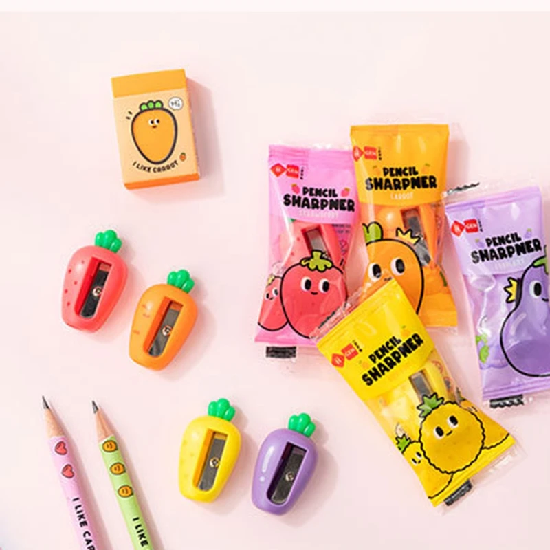 2 Pcs Cute Carrot Pencil Sharpener Creative Fruit Pencil Sharpener For Kids Prizes Gift Korean Stationery Kawaii School Supplies