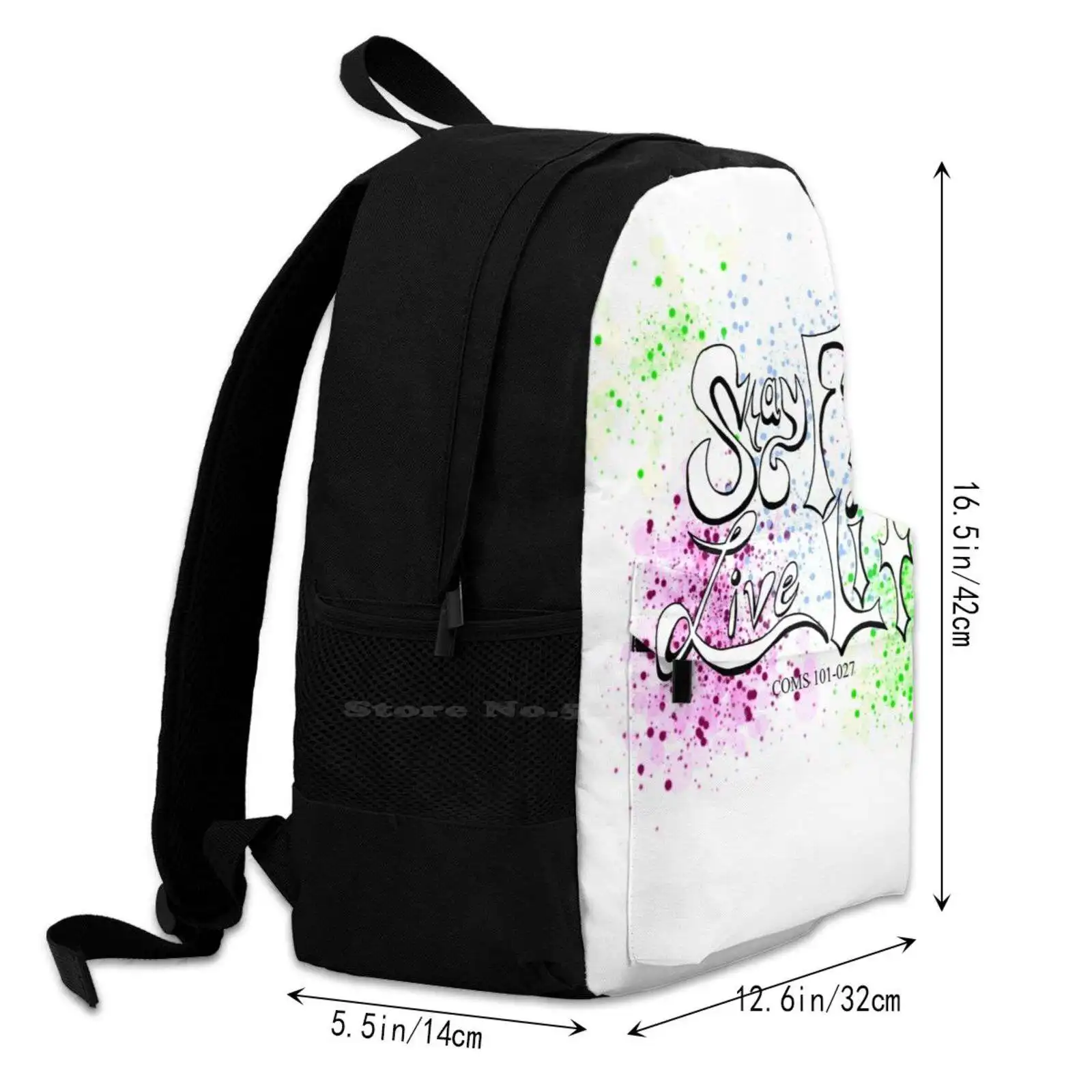 Stay Fit Live Lit Backpack para Estudante, Escola, Laptop, Travel Bag, Motivacional, Classe de Comunicação, Palavras Coloridas