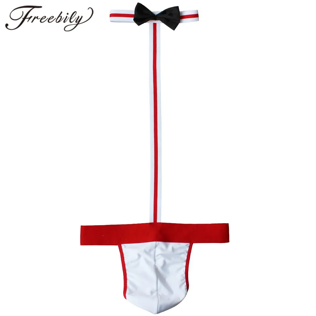 Gay Men Sexy Collared Borat Mankini Costume Erotic Penis Pouch G-string Bikini Bottom Thong Swimsuit Sexy Lingerie Men Bodysuit