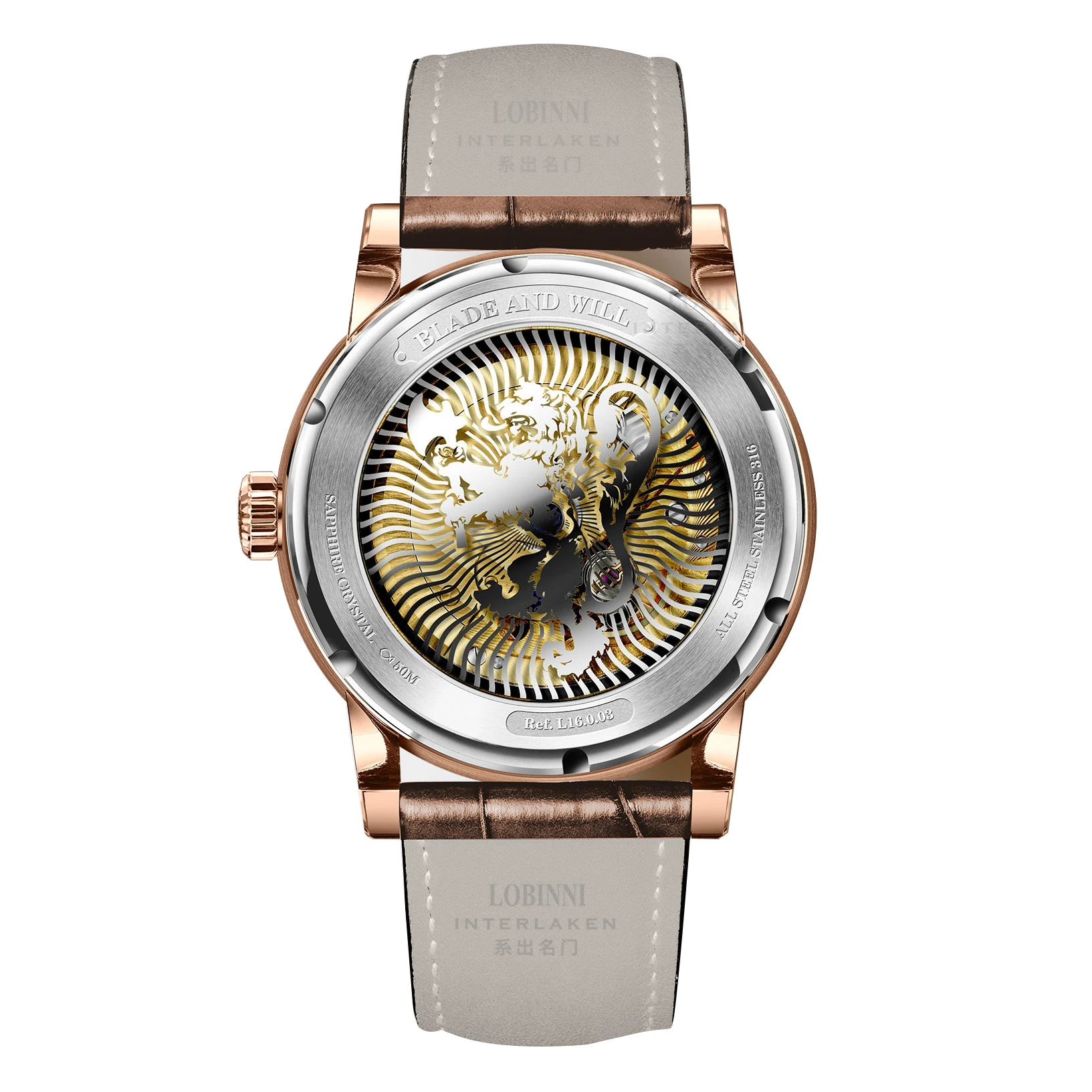 LOBINNI Mens นาฬิกาอัตโนมัติผู้ชายหรูหรานาฬิกาข้อมือนาฬิกาข้อมือกันน้ํา Sapphire สวิตเซอร์แลนด์ Relogio World Time