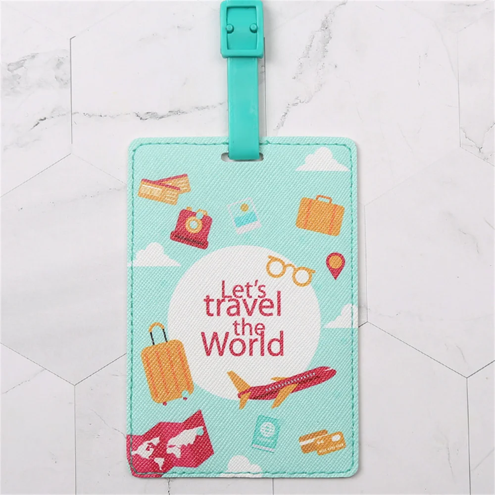 2021 New Creative World Map Luggage Tag Travel Accessories Pu Suitcase Id Address Holder Baggage Boarding Tag Portable Label