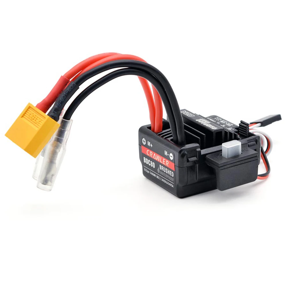 Waterproof 80A Brushed ESC for RC 3-Slot 550 Brushed Motor for 1/10 1/12 RC Car Wltoys 144001 124019 Traxxas Crawler Monster