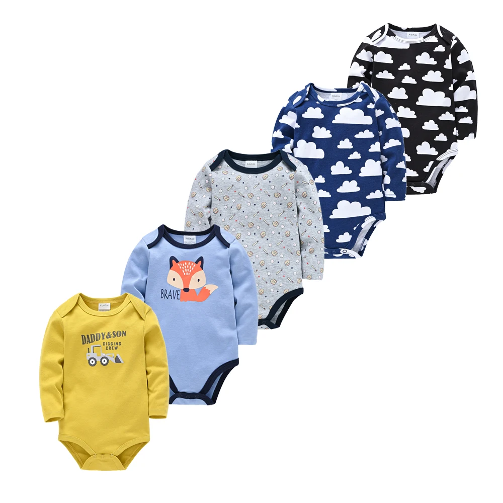 

2021 Long Sleeve Baby Girl Bodysuit 3 5 Pcs/set 100% Cotton Spring Autumn Boy Clothes 0-12 months Newborn Jumpsuit