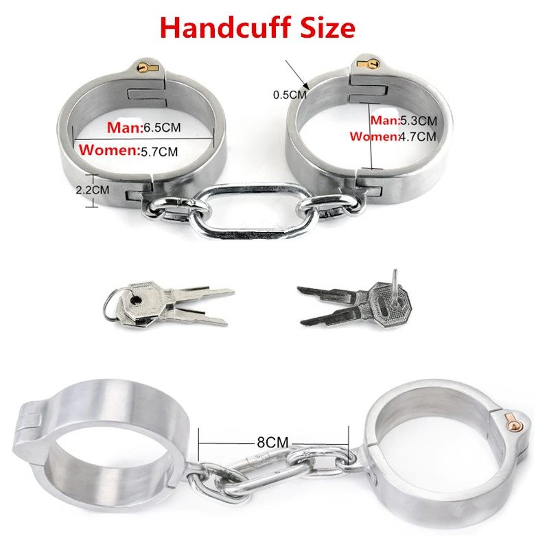 Heavy Stainless Steel Lockable Neck Collar Handcuffs Ankle Cuff  Fetish Bondage Bdsm Hand Cuffs Restraints Sex Toys for Couples