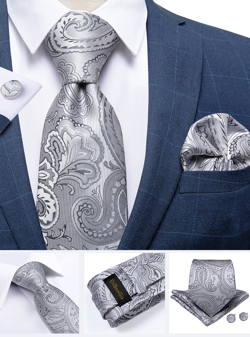 Modische Paisley-Herrenkrawatten in Gold, Türkisgrün, Schwarz, 8 cm, Business-Hochzeits-Accessoires, Krawatte, Geschenk für Männer, DiBanGu – Detail 27