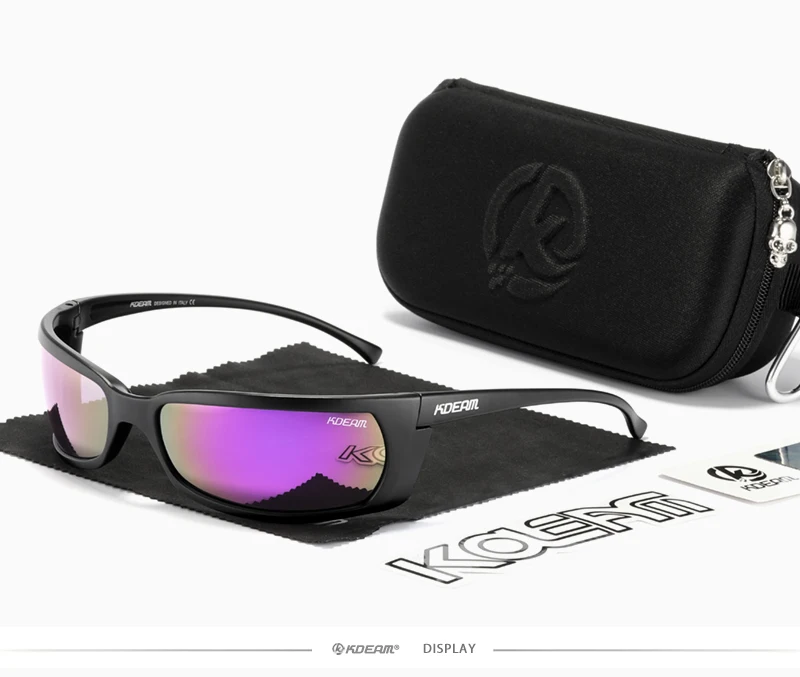 KDEAM Outdoor Sport Brille Polarisierte Sonnenbrille Männer Einzigartig Shaped Gläser Mit Harten Box Minimal Design 2021 – Detail 25