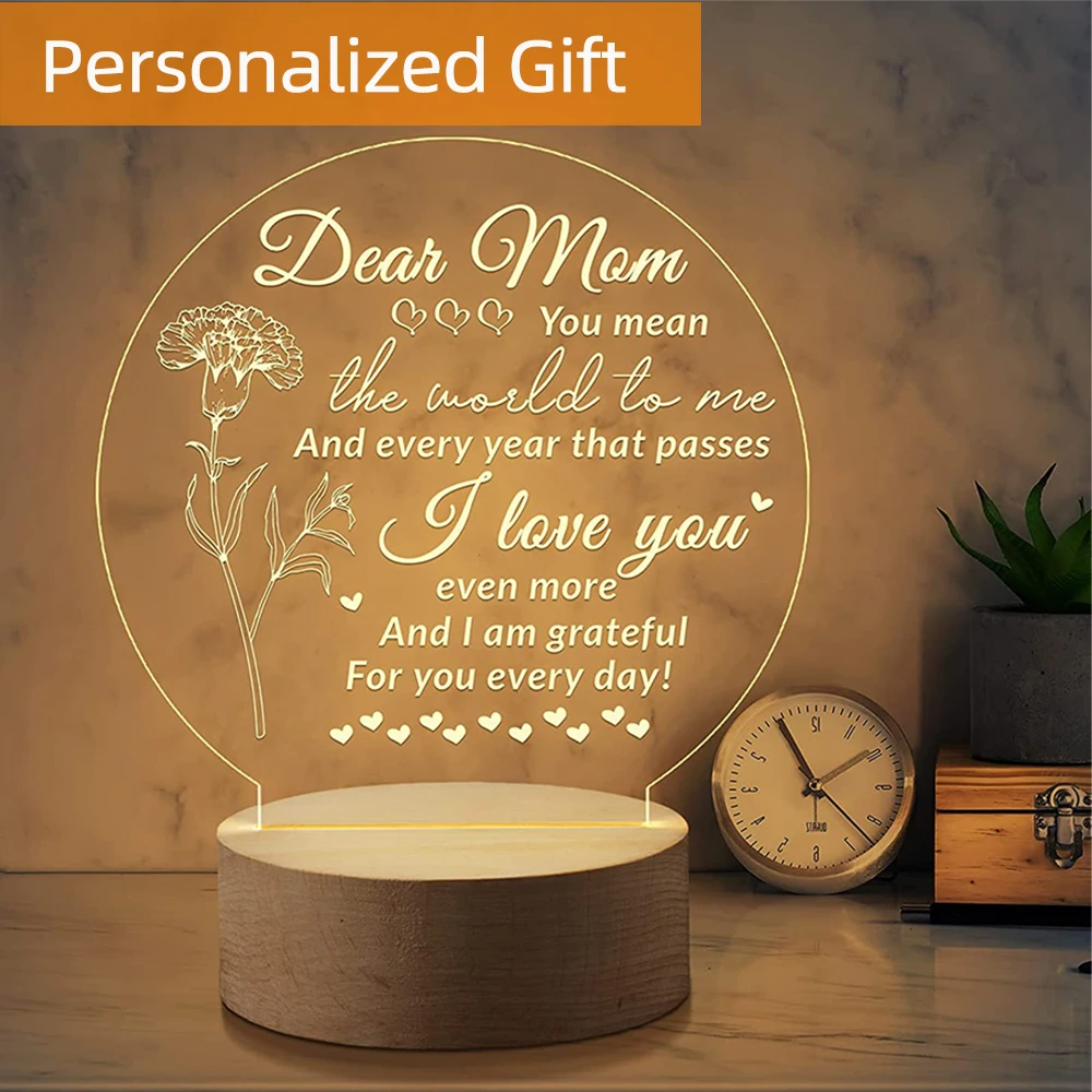 

Dropshipping 3D Night Light USB Wooden Base Decoration Maison Acrylic LED Lamp Mother's Day Wedding Birthday Personalized Gift