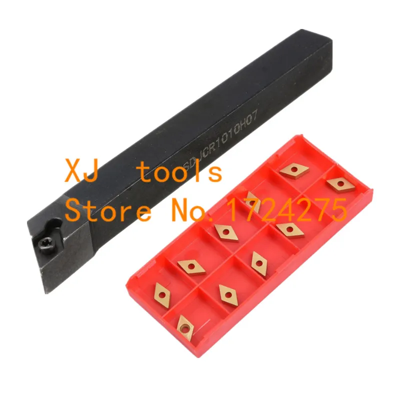 Pastilha de carboneto embutida + 1 peça com sdembutida sdjcl1010 1212 1616 suporte para ferramenta de corte cnc conjunto de torno com 10 peças